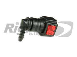 CONECTOR SALIDA DE FILTRO DE COMBUSTIBLE CODO 90 º HEMBRA 6.30 MM X RACORD PARA POLIAMIDA INT. 3 MM